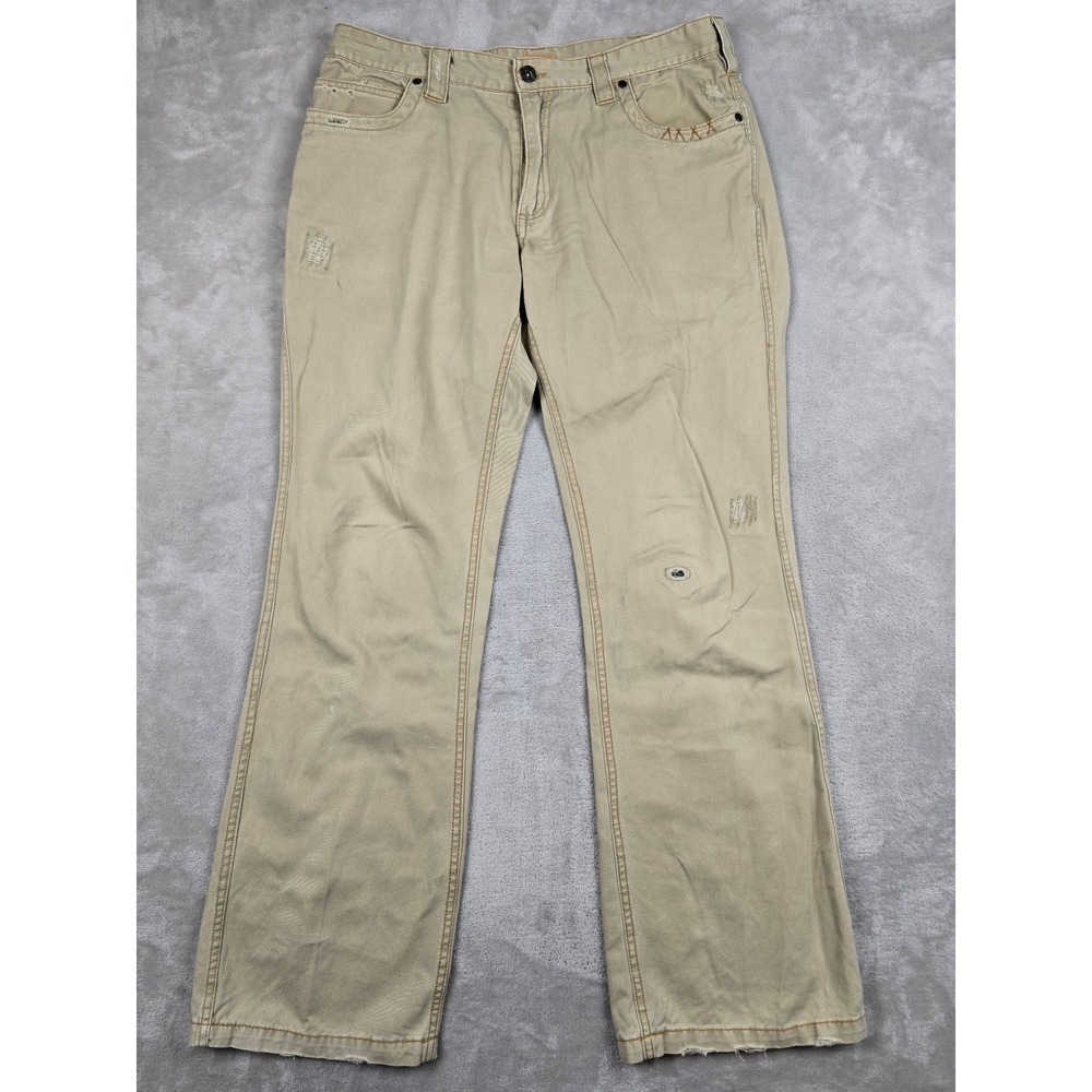Plugg 5 Pocket Pants Mens 34x32 Tan Bootcut Relaxed Straight Leg Y2K Style